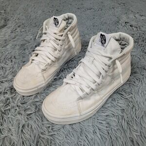 Womens Vans 7‎ White Sk8-Hi True Canvas Hi Top Sneaker Lace Up Skater